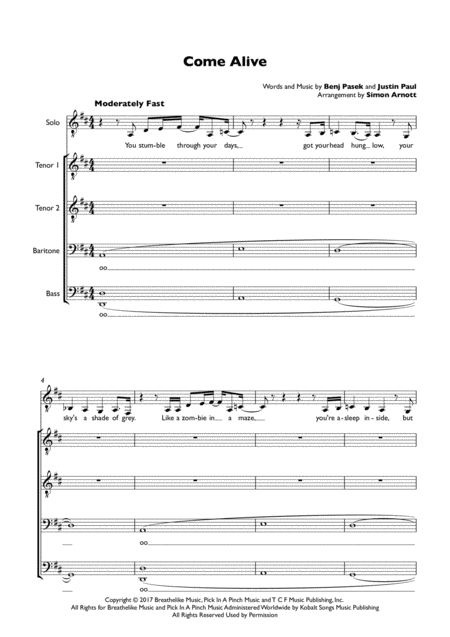 Come Alive Sheet Music