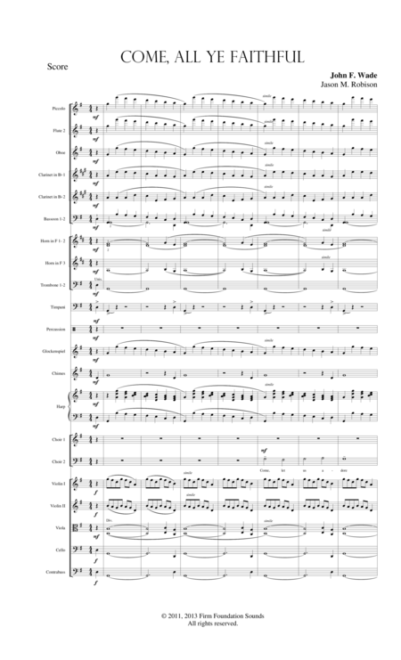 Come All Ye Faithful Orchestra Score Sheet Music