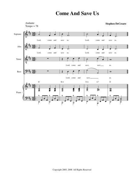 Come And Save Us Sheet Music