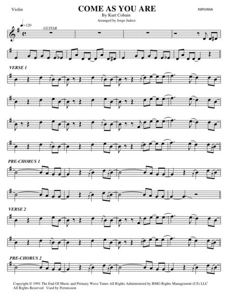 Free Sheet Music Come As You Are Violin