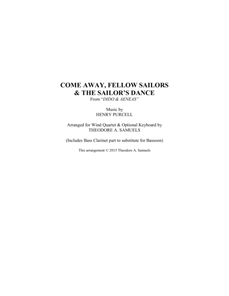 Come Away Fellow Sailors The Sailors Dance From Dido Aeneas Sheet Music