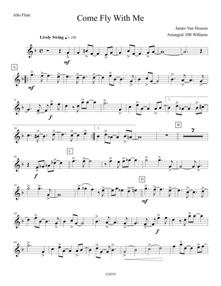 Come Fly With Me Alto Flute Sheet Music