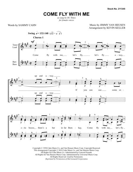 Free Sheet Music Come Fly With Me Arr Kevin Keller