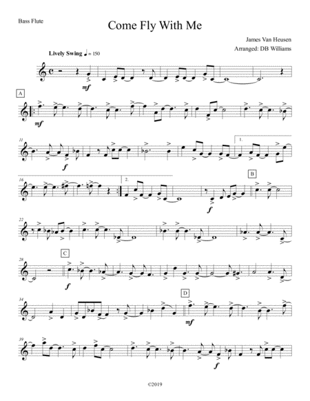 Come Fly With Me Bass Flute Sheet Music