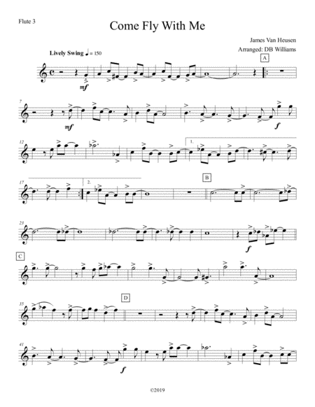 Free Sheet Music Come Fly With Me Flute 3