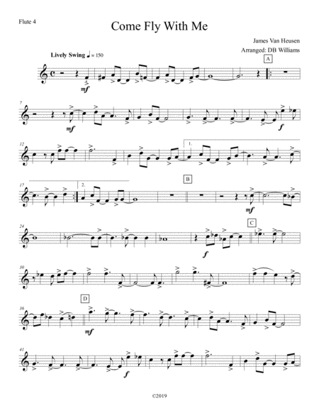 Free Sheet Music Come Fly With Me Flute 4