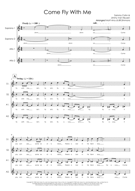 Free Sheet Music Come Fly With Me Ssaa