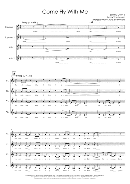 Come Fly With Me Ssaa Sheet Music