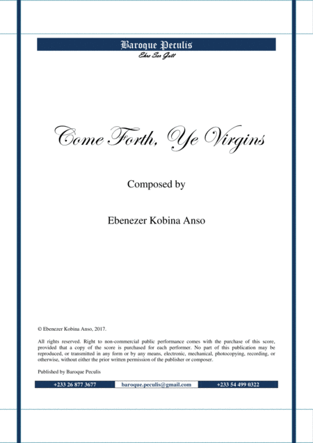 Come Forth Ye Virgins Sheet Music