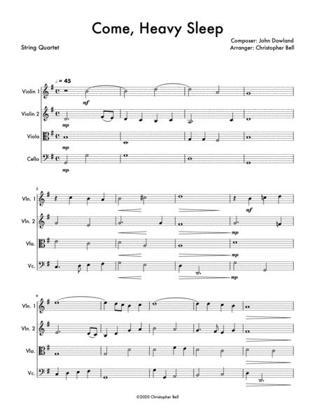 Come Heavy Sleep String Quartet Sheet Music