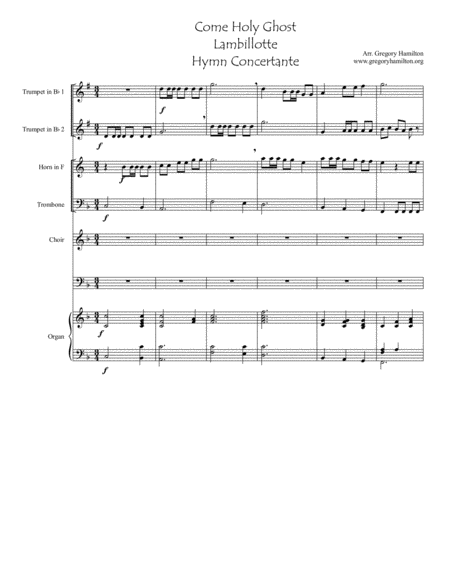 Come Holy Ghost Lambillotte Hymn Concertante Sheet Music