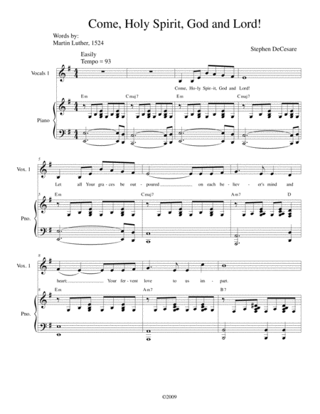 Come Holy Spirit God And Lord Sheet Music