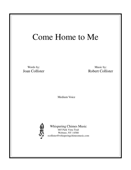 Come Home To Me Medium Voice Sheet Music