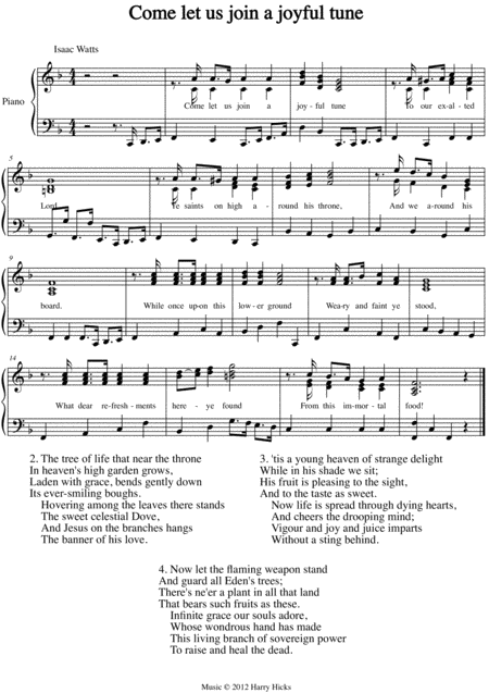 Free Sheet Music Come Let Us Join A Cheerful Tune A New Tune To A Wonderful Isaac Watts Hymn