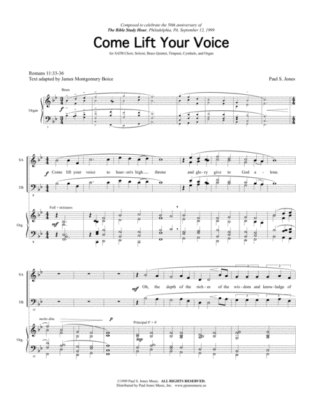 Come Lift Your Voice Satb Sheet Music