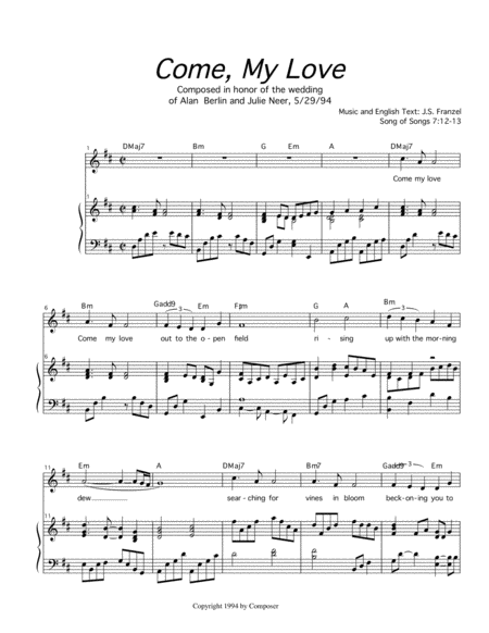 Come My Love Sheet Music