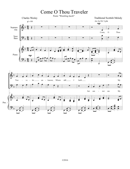 Come O Thou Traveler Sheet Music