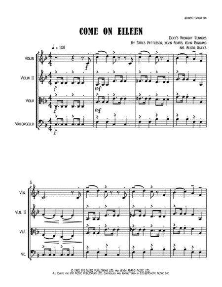 Come On Eileen String Trio Optional Vln2 Or Vla Sheet Music
