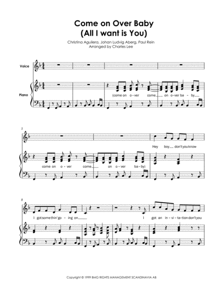 Come On Over Baby All I Want Is You Sheet Music