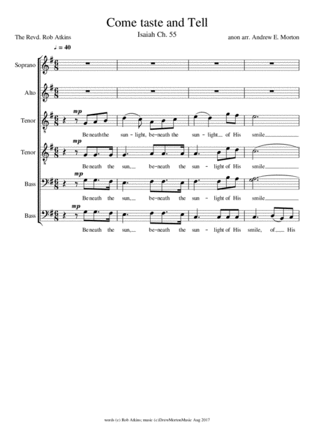 Come Taste And Tell Psalm 55 Sheet Music