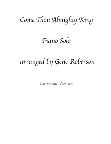 Come Thou Almighty King Piano Solo Sheet Music