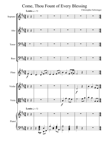 Free Sheet Music Come Thou Fount Of Every Blessing 1 Of 5 In My Suite Of Hymns
