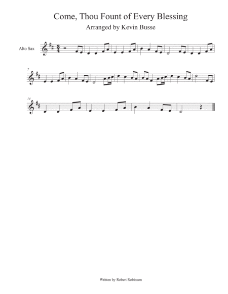 Come Thou Fount Of Every Blessing Alto Sax Sheet Music