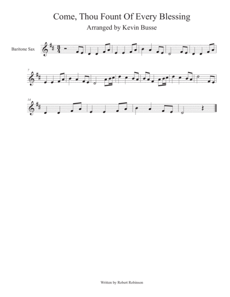 Come Thou Fount Of Every Blessing Bari Sax Sheet Music