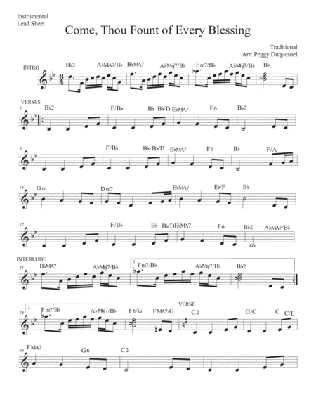 Come Thou Fount Of Every Blessing Bb C Inst Sheet Music