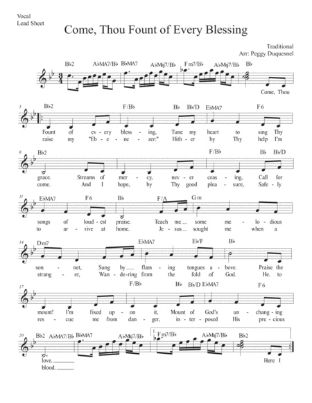 Come Thou Fount Of Every Blessing Bb C Sheet Music