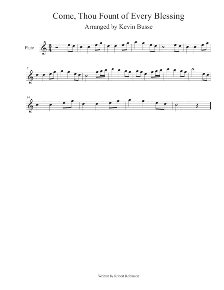 Free Sheet Music Come Thou Fount Of Every Blessing Flute