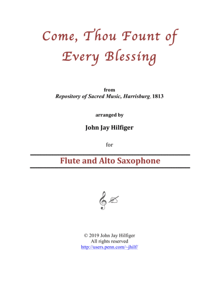 Come Thou Fount Of Every Blessing For Flute And Alto Saxophone Sheet Music