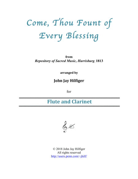 Come Thou Fount Of Every Blessing For Flute And Clarinet Sheet Music