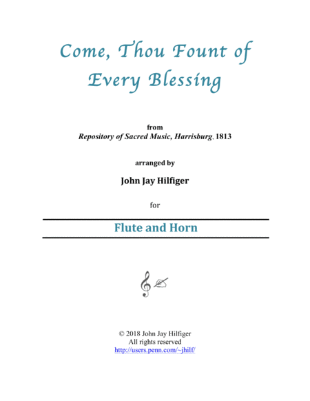 Come Thou Fount Of Every Blessing For Flute And Horn Sheet Music