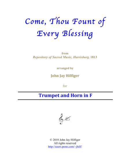 Come Thou Fount Of Every Blessing For Trumpet And Horn Sheet Music