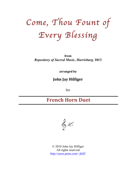 Come Thou Fount Of Every Blessing For Two Horns Sheet Music