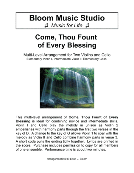 Come Thou Fount Of Every Blessing Multi Level String Arrangement Sheet Music