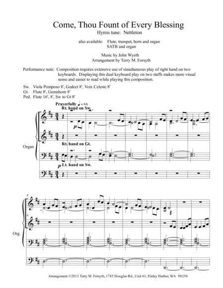 Come Thou Fount Of Every Blessing Organ Solo Sheet Music