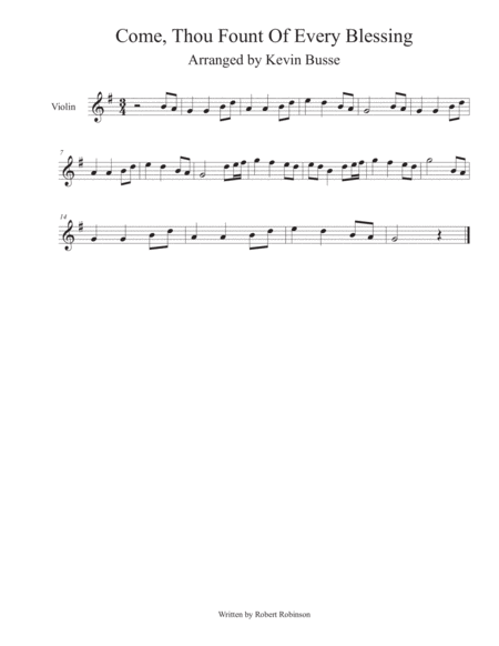 Come Thou Fount Of Every Blessing Violin Sheet Music