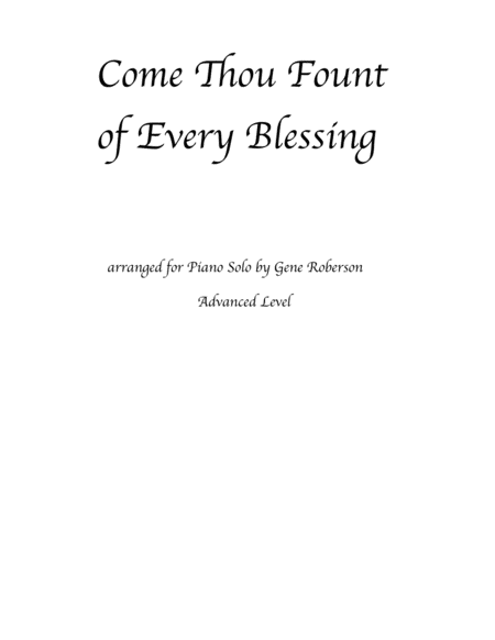 Come Thou Fount Piano Solo Sheet Music