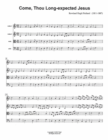 Free Sheet Music Come Thou Long Expected Jesus