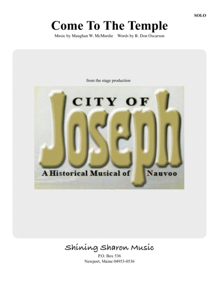 Come To The Temple From City Of Joseph Sheet Music