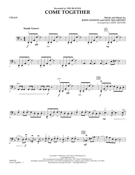 Come Together Arr Larry Moore Cello Sheet Music