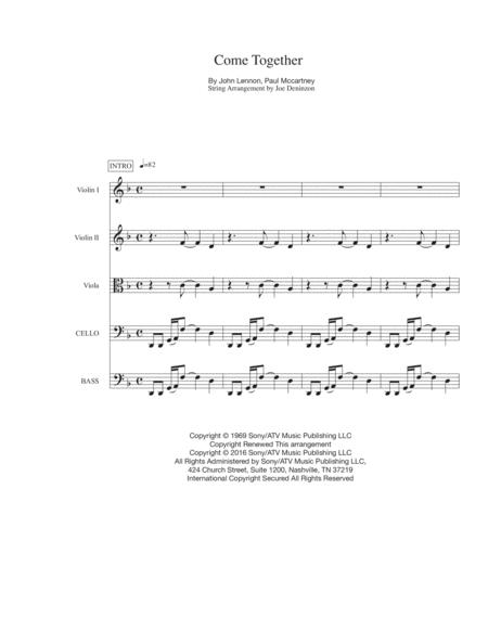 Free Sheet Music Come Together For String Orchestra Easy Version