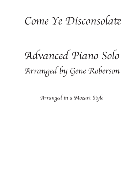 Come Ye Disconsolate Piano Solo Sheet Music