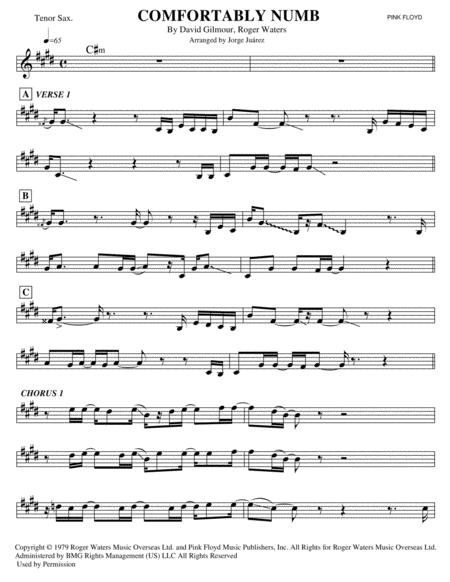 Comfortably Numb Tenor Sax Sheet Music