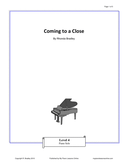 Coming To A Close Level 4 Piano Solo Sheet Music