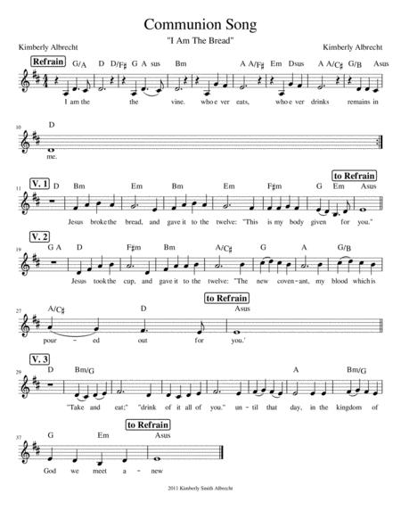 Free Sheet Music Communion Song I Am The Bread