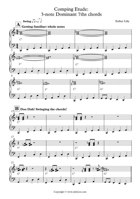 Free Sheet Music Comping Etude 3 Note Dominant 7 Chords