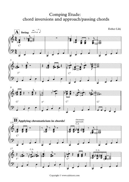 Comping Etude Comping Chords In Inversions Approach Passing Chord Sheet Music